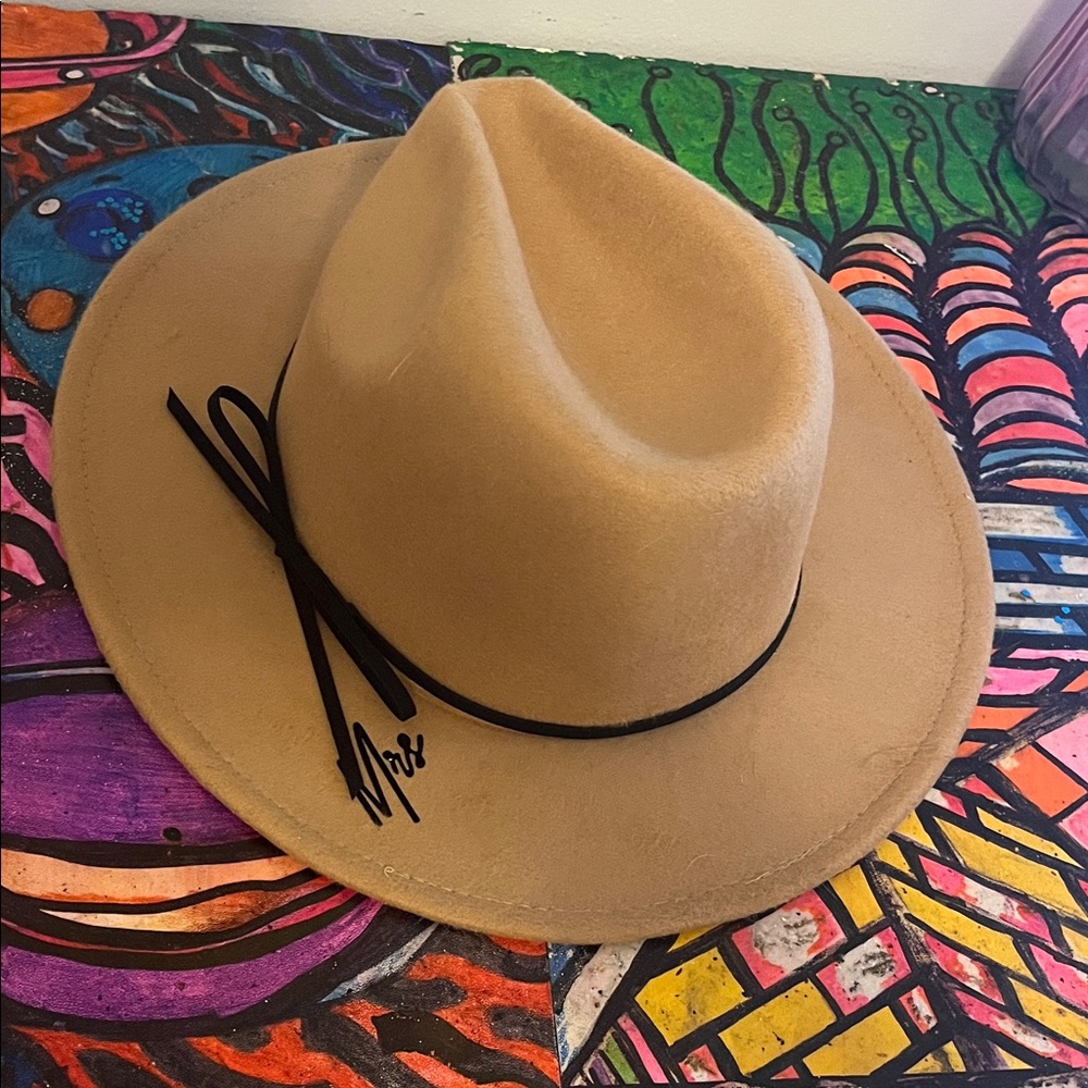 Tan MRS Fedora Hat with Black Band